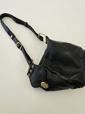 Vintage Valentina Leather Bucket Bag with Gold Ring Hardware